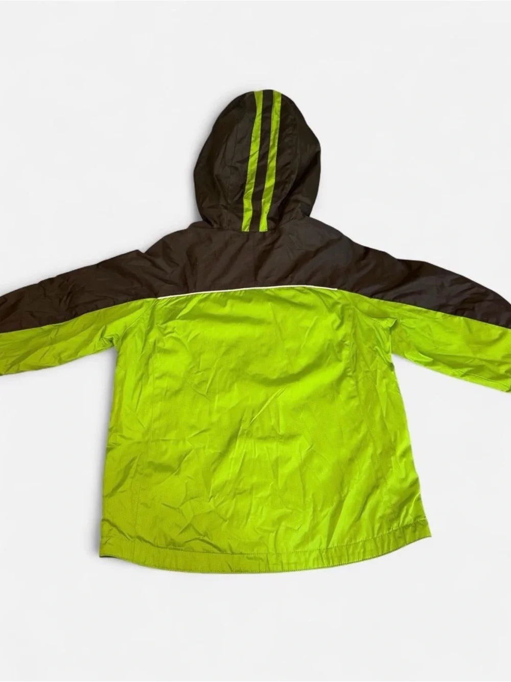 Vintage Y2K ZeroXposur Ski Jacket Boys L 7 Neon Green Faux Fur Hood Skater⁠